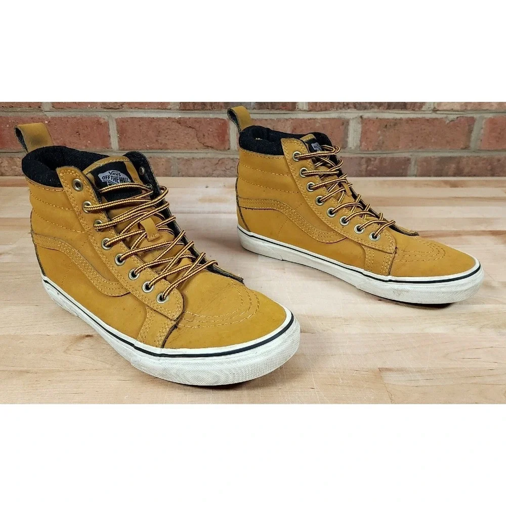 VANS Skate Sk8-Hi Nubuck Leather Brown Shoes Sneakers Mens Size 8 Womens 9.5‎